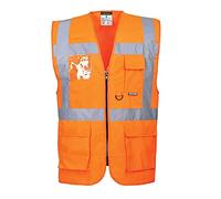 Portwest S476 Lightweight Reflective Berlin Hi-Vis Executive Vest Orange, XX-Large