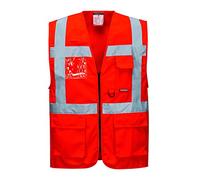 Portwest S476 Lightweight Reflective Berlin Hi-Vis Executive Vest Red, Small