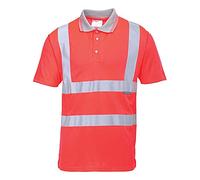 Portwest S477 Breathable Reflective Hi-Vis Polo Shirt S/S Red, X-Large