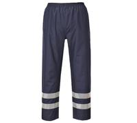 Portwest S481 Iona Lite Rain Trousers Two Side Pass Through Pockets Medium | Navy, X Small, EN 343 Class 3:1, EN 17353, CE Certified, UKCA, Loose Fit, 300D Oxford, Reflective Tape, Stud Adjustable Hems