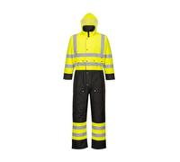 Portwest S485 Hi-Vis Contrast Winter Coverall Quilt Lined Waterproof Hooded | Yellow/Navy, 2X Large, EN ISO 20471 Class 3, EN 343 Class 3:1, EN 342, Easy Fitting Over Work Boots, Thermal Insulation