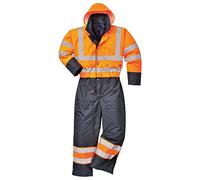 Portwest Hi-Vis Contrast Coverall - Orange And Navy Winter Lined Suit Xl