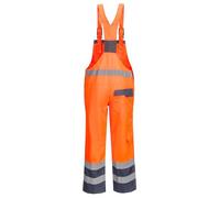 Portwest S488 Men's Waterproof Hi Vis Breathable Contrast Rain Bib and Brace Orange/Navy, Medium