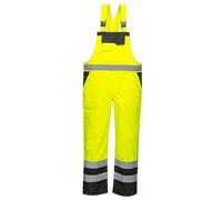 Portwest S488 Men's Waterproof Hi Vis Breathable Contrast Rain Bib and Brace Yellow/Black, 3X-Large