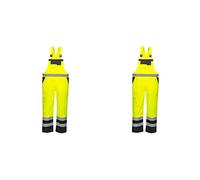 Portwest S488 Waterproof Hi Vis Breathable Contrast Rain Bib and Brace | EN ISO 20471 Class 2, RIS 3279 TOM, Straight Fit, 300D Oxford, Water Resistant, Six Pockets, Taped Seams