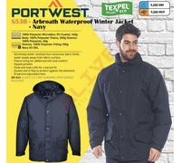 Portwest S530 Arbroath Waterproof Winter Jacket Fleece Lining Mens Coat SMALL