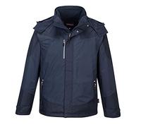 Portwest S553 Radial 3-in-1 Jacket Waterproof Windproof Breathable Taped Seams Removable Fleece Lining Texpel Splash Eco Finish Pack-Away Hood Multiple Pockets Adjustable Fit Workwear, Dark Navy, M