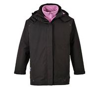 Portwest S571 Elgin 3-in-1 Women's Jacket Long Sleeve 5 Pockets Two-Way Zip | Black, Small, EN 343 Class 3:1, Regular Fit, Interactive Fleece, Pack Away Hood, Easy Closure, Hook and Loop Cuffs, Corporate