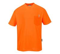 Portwest S578ORR5XL Day-Vis Pocket Short Sleeve T-Shirt, Regular, Size 5X-Large, Orange