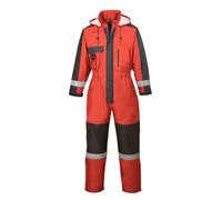 Portwest S585 Men's Hi Vis Winter Work Overalls Waterproof Protective Boiler Suit 300D Polyester Coveralls Durable Thermal Lined Workwear Rain Suit Red, XX-Large