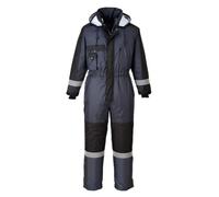 Portwest S585 Men's Hi Vis Winter Work Overalls Waterproof Protective Boiler Suit 300D Polyester Coveralls Durable Thermal Lined Workwear Rain Suit Navy, Large