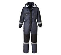Portwest S585 Men's Hi Vis Winter Work Overalls Waterproof Protective Boiler Suit 300D Polyester Coveralls Durable Thermal Lined Workwear Rain Suit Navy, XX-Large