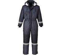 Portwest Men's Coverall S585 Hi-Vis Waterproof Winter - 300D Polyester, Thermal Lined - Navy L