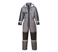 Portwest S585 Men's Hi Vis Winter Work Overalls Waterproof Protective Boiler Suit 300D Polyester Coveralls Durable Thermal Lined Workwear Rain Suit Grey, Large