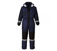 Portwest S585 Men's Hi Vis Winter Work Overalls Waterproof Protective Boiler Suit 300D Polyester Coveralls Durable Thermal Lined Workwear Rain Suit Navy, X-Large