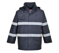 Portwest S770 Bizflame Rain FR Jacket Flame Resistant Long Sleeve PU Coated | Navy, Medium, EN ISO 14116, EN 1149-5, EN 13034, Internal Chest Pocket, Lower Front Pockets, Detachable Lining, Two-Way Zip