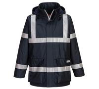 Portwest S785 Bizflame Rain FR Winter Jacket Flame Resistant Long Sleeve | Navy, Medium, EN ISO 14116, EN 1149-5, EN 13034, Internal Chest Pocket, Storm Flap Front, Pack Away Hood, Ribbed Cuffs