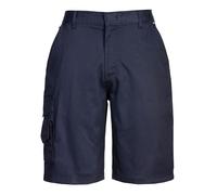 Portwest S797 Women’s Combat Shorts Workwear Polycotton Durable Half Elasticated Waist Six Pockets Belt Loops Hook and Bar Closure Twin Stitched Seams Practical Lightweight Professional Design, Navy,