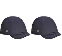 Portwest Short Peak Bump Cap, Size: One Size, Colour: Navy, PW89NAR (Pack of 2)