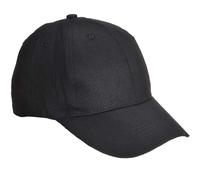 Portwest B010 Six Panel Baseball Cap Machine Washable Black | Black, One Size, Regular Fit, 100% Cotton Fabric, Polycotton, 65% Polyester, Adjustable Strap, Breathable, Durable, Corporate