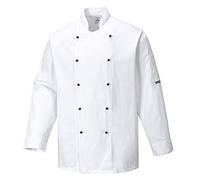 Portwest Somerset Chefs Jacket L/S, Size: L, Colour: White, C834WHRL