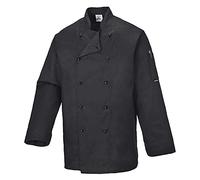 Portwest Somerset Chefs Jacket L/S, Size: S, Colour: Black, C834BKRS