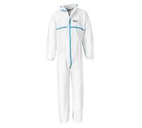 Portwest ST60 BizTex Microporous Coverall Type 4/5/6 Chemical Resistant Anti-Static Protective Suit Elasticated Hood & Cuffs Durable Breathable Workwear for Hazardous Environments, White, XL