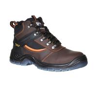 Portwest FW69 Steel Leather Hiker Boot Water Resistant Upper Back Pull-Tab | Brown, 6.5, S3 EN ISO 20345, CE Certified, Anti-Static Footwear, Dual Density Outsole, Lightweight, Durable, Construction