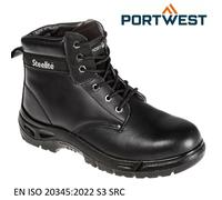 PORTWEST Steelite Safety Boot S3 Black Steel Toe cap Mens Leather Work Shoes Sz