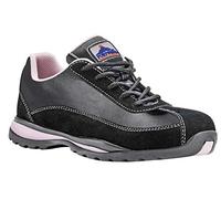 Portwest Steelite Women's Safety Trainer S1P HRO, Size: 38, Colour: Black/Pink, FW39BPR38