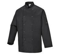Portwest Suffolk Chefs Jacket L/S, Size: L, Colour: Black, C833BKRL