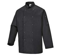 Portwest Suffolk Chefs Jacket L/S, Size: S, Colour: Black, C833BKRS