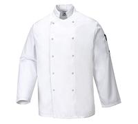 Portwest Suffolk Chefs Jacket L/S, Size: S, Colour: White, C833WHRS