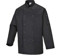 Portwest Suffolk Chefs Long Sleeve Jacket Black L