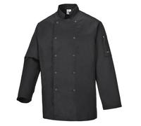 Portwest Suffolk Chefs Long Sleeve Jacket Black M
