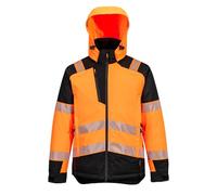 Portwest T160 PW3 Hi Vis Winter Jacket Waterproof Breathable Thermal Insulatex Pro Lining Stretch Soft Shell Two Way Zip Harness Access Removable Hood Windproof Durable Design