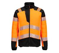 Portwest T170 PW3 Hi Vis Hybrid Baffle Jacket Ripstop Water Resistant Thermal Insulatex Lined Lightweight Warmth Stretch Panels Windproof Breathable Reflective Trim Design, Orange/Black, L