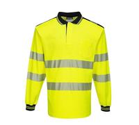 Portwest PW3 Hi-Vis Cotton Comfort Polo Shirt Long Sleeve Reflective T184