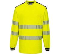 Portwest T185 Lightweight PW3 Hi-Vis Cotton Comfort T-Shirt L/S Yellow/Black, Large