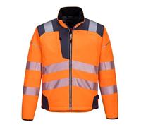 Portwest T402 Men's PW3 Hi Vis Safety Jacket - Windproof Water Resistant High Visibility Reflective Softshell Jacket Orange/Grey, 3X-Large