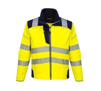 Portwest PW3 Hi Vis Soft Shell Winter Rain Jacket Yellow / Navy M