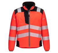 Portwest T402 Men's PW3 Hi Vis Safety Jacket - Windproof Water Resistant High Visibility Reflective Softshell Jacket Red/Black, X-Large