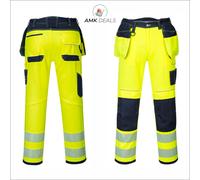 PORTWEST T501 PW3 Hi-Vis Work Trouser Holster SAFETY Knee Pads Pockets Contrast
