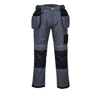 Portwest T602 Reinforced Durable PW3 Holster Work Trouser Zoom Grey/Black Short, 32