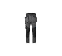 Portwest T719 WX3 Slim Fit Holster Trousers Durable Polycotton Canvas Triple Stitched Seams Stretch Panels Two Tier Knee Pad Pockets Reflective Trim Functional Workwear, Metal Grey, 33