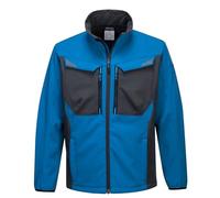 Portwest T750 Men's WX3 Softshell Jacket - Water Resistant and Windproof Lightweight Breathable Workwear Jacket with Reflective Trim Persian Blue, Large