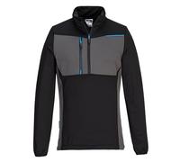 Portwest T755 WX3 Half Zip Tech Fleece Anti Snag Polyester 255g Durable Anti Pill Fabric Secure Zipped Chest Pocket Bound Cuffs Layering Comfort Professional Workwear, Black, XXXL