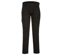 Portwest T801 KX3 Cargo Trousers 2 Thigh Pockets Pre-Bent Knees Black | Black, 28 Waist, UPF 40+, Loose Fit, 98% Cotton, Stretch Fabric, High Rise Back Waistband, Machine Washable, Workwear