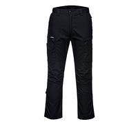Portwest T802 KX3 Ripstop Work Trousers Durable Stretch Fabric Adjustable Fit Multi-Pocket Utility Knee Pad Compatibility for Ultimate Comfort & Protection, Black, 36