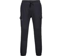 Portwest T803 KX3 Flexi Joggers Fully Ribbed Waistband Machine Washable | Black, UPF 40+, Universal Fit, Polyester, Pre-Bent Knees, Crotch Gusset, 1 Zip Back Pocket, 4-Way Stretch Fabric, Workwear
